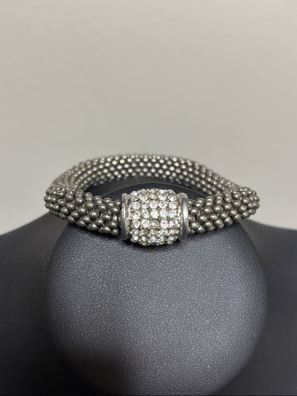Caviar Life Designs Silver Tone Rhinestone Rope Stretch Bracelet Elegant